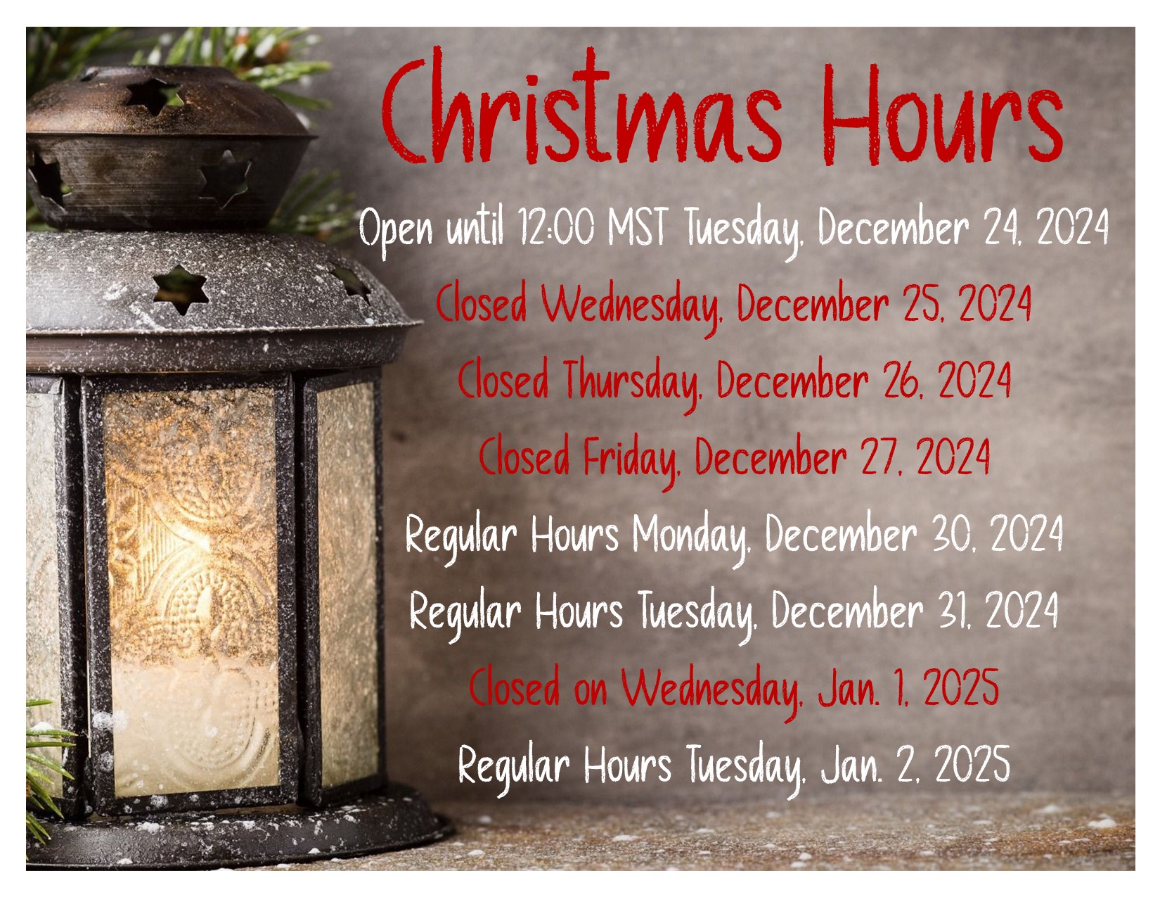 Christmas Office Hours